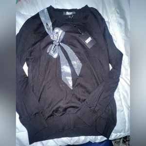 DKNY Bow Sequin Sweater